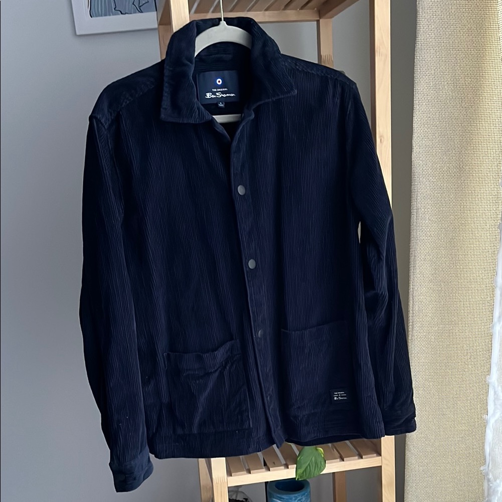 Men's Navy Blue Corduroy Button Down Jacket (New)
